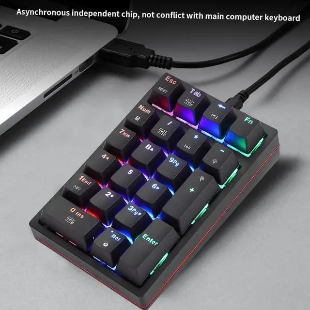 Alt view image 5 of 7 - K24 Numeric Mechanical Keyboard 2 Keys USB Wired Keyboard with 3 Light Effects OU Blue Switch