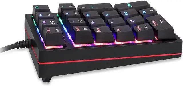 Alt view image 7 of 7 - K24 Numeric Mechanical Keyboard 2 Keys USB Wired Keyboard with 3 Light Effects OU Blue Switch