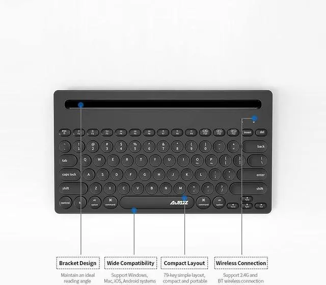 Alt view image 7 of 7 - 320i Keyboard Hz Dual-Mode Keyboard Ergonomic Keyboard 79 Keys Keyboard with Bracket Black