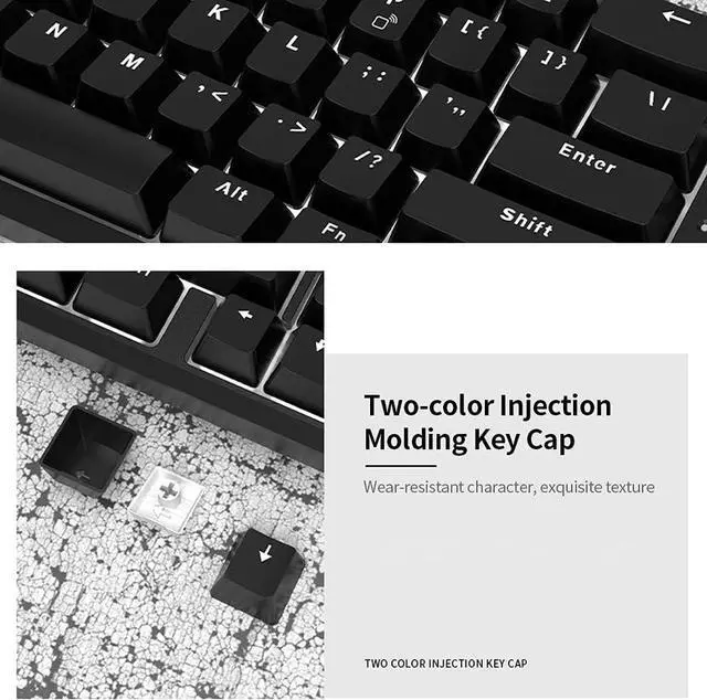 Alt view image 4 of 7 - K680T Wired& Dual-Mode Mechanical Keyboard 68 Keys Compact White Backlight Mechanical Keyboard Black with Blue Switches