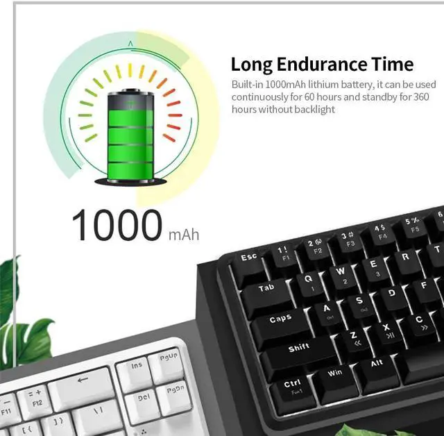 Alt view image 7 of 7 - K680T Wired& Dual-Mode Mechanical Keyboard 68 Keys Compact White Backlight Mechanical Keyboard Black with Blue Switches