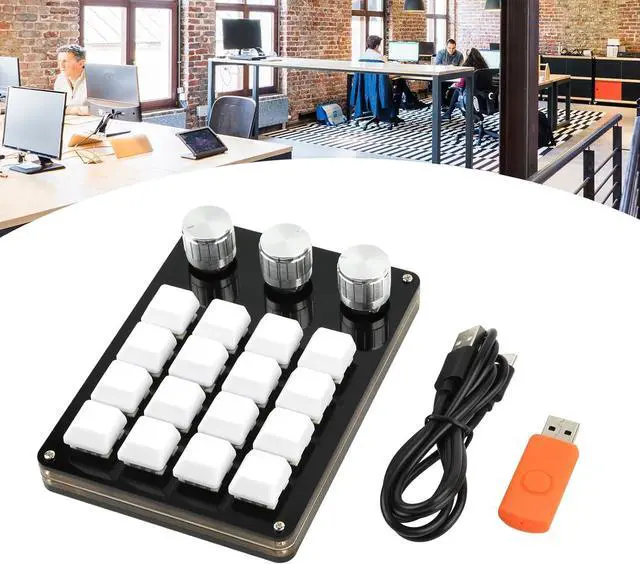 Alt view image 2 of 7 - Azxcvbnm - 12 keys RGB keyboard, 2 buttons, portable keyboard with programmable buttons, 16 keys, 3 buttons, gaming editing efficiency