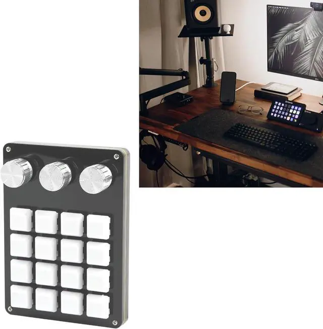 Alt view image 7 of 7 - Azxcvbnm - 12 keys RGB keyboard, 2 buttons, portable keyboard with programmable buttons, 16 keys, 3 buttons, gaming editing efficiency