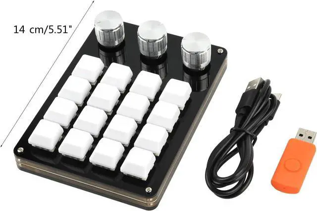 Alt view image 6 of 7 - Azxcvbnm - 12 keys RGB keyboard, 2 buttons, portable keyboard with programmable buttons, 16 keys, 3 buttons, gaming editing efficiency