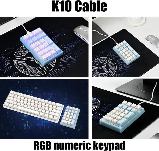 Alt view image 3 of 7 - baojielai Mechanical Numeric Keypad Hot-Swap Switches Corded Gaming Keypad LED Backlit Keycap Numpad Portable Keypad Extended Layo