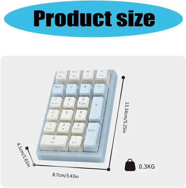 Alt view image 5 of 7 - baojielai Mechanical Numeric Keypad Hot-Swap Switches Corded Gaming Keypad LED Backlit Keycap Numpad Portable Keypad Extended Layo