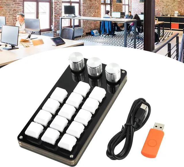 Alt view image 2 of 7 - 14 Keys Keyboard Macropad with 3 Knob Programming Keypad for Gaming Video Editing and Programmable Keypad