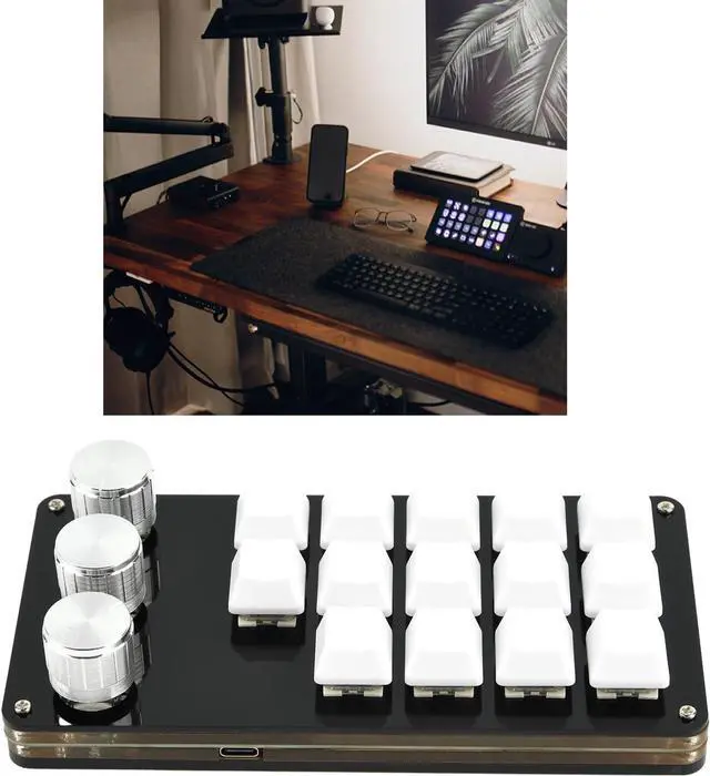 Alt view image 6 of 7 - baojielai 14 Keys Programmable Keyboard USB Mechanical Gaming Keyboard,One-Hand Macropad Keyboard 3 Knobs for Editing Gaming