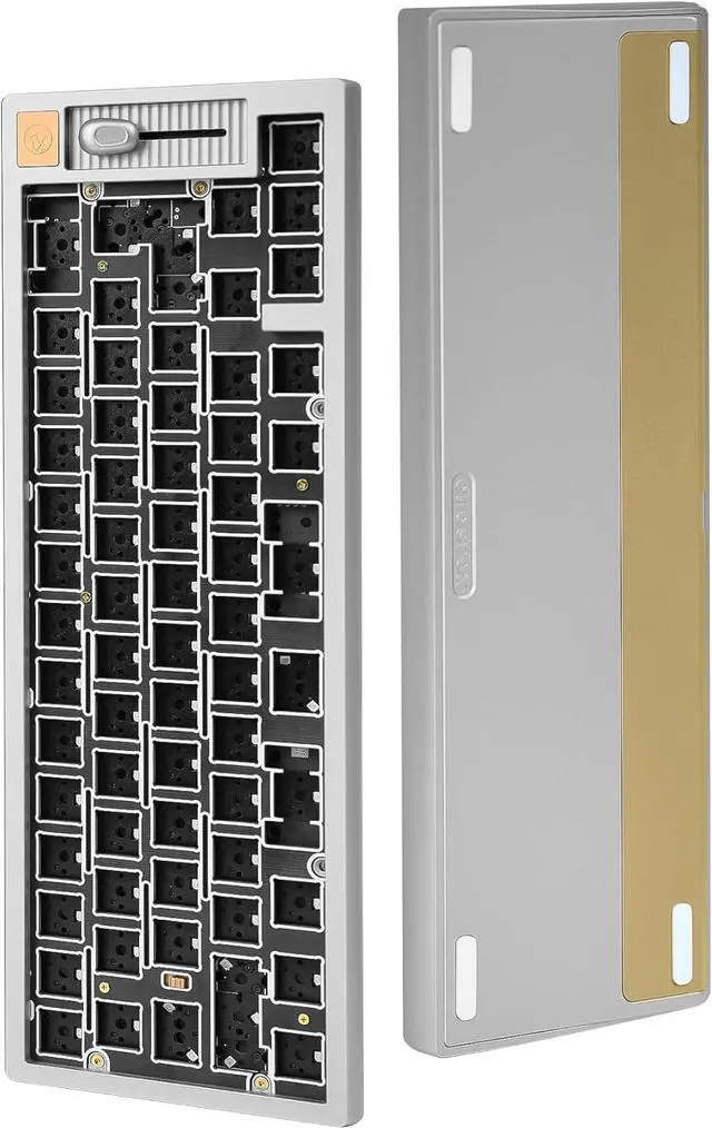 Alt view image 3 of 3 - Mechanical Gaming Keyboard 65% Set,High-end Custom Design Keyboard kit with Brass Weight, Carrying Keyboard Case,Arrange Your Own Unique Keyboards,Silver
