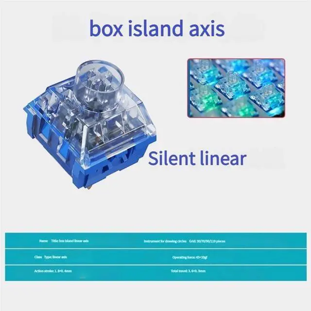 Alt view image 3 of 4 - Silent Box Island Linear Switch  45gf Actuation, 3.6mm Travel, Quiet 3-Pin Transparent Switch for Mechanical Keyboards(70PCS)