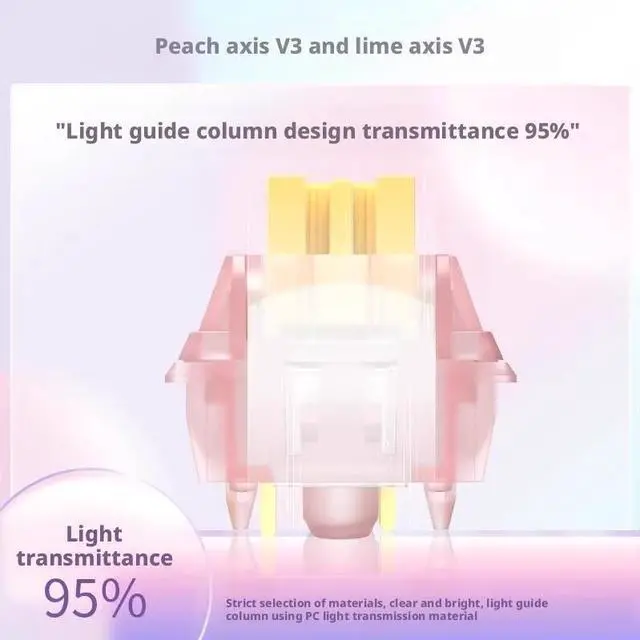 Alt view image 3 of 5 - Lime Tactile Silent Switch V2-35gf 5-Pin MX Compatible Keyboard Switches, Quiet Tactile Bump, Extended Spring, 50M Lifespan, for Gaming & Office Use(Pink,90PCS)