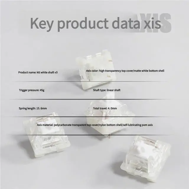 Alt view image 3 of 5 - Box Mist Linear Switch  45gf Actuation Force, 4.0mm Travel, 3-Pin Transparent Mechanical Switch(110PCS)