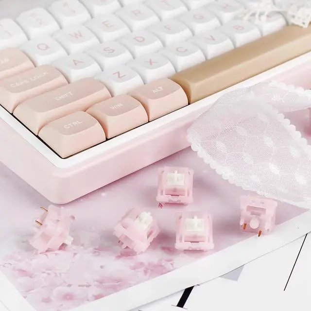 Alt view image 4 of 5 - Linear Mechanical Switches Pink - 5 Pin Quiet Keyboard Switches, 32g Actuation, 40g Bottom-Out, 2.0mm Travel for Custom Mechanical Gaming Keyboard DIY(90PCS)
