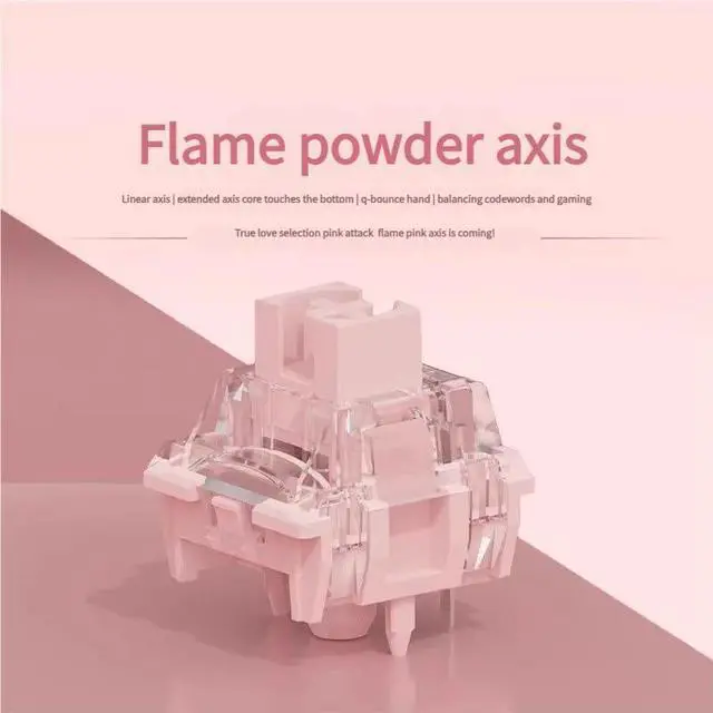 Alt view image 2 of 5 - Linear Mechanical Keyboard Switches  43gf Actuation Force, 3.6mm Total Travel, Smooth Typing, 5-Pin, Pre-Lubed, Gold Contacts  Pink Transparent Housing(70PCS)