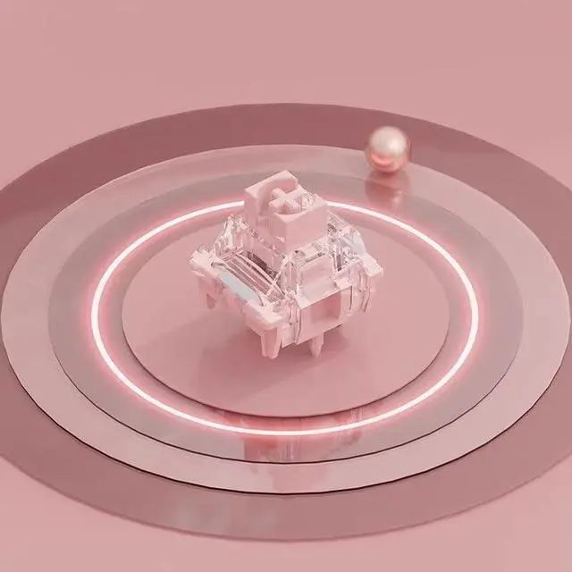 Alt view image 4 of 5 - Linear Mechanical Keyboard Switches  43gf Actuation Force, 3.6mm Total Travel, Smooth Typing, 5-Pin, Pre-Lubed, Gold Contacts  Pink Transparent Housing(70PCS)