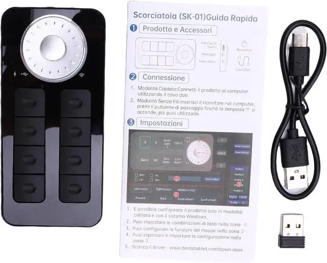 Alt view image 6 of 7 - Diydeg BOSTO Quick Keys Shortcut Keyboard, 8 Keys and Dial Digital Drawing Tablet Shortcut Keypad with 2.4G WiFi USB C Connection for Digital Drawing Video Editing Photo Retouching