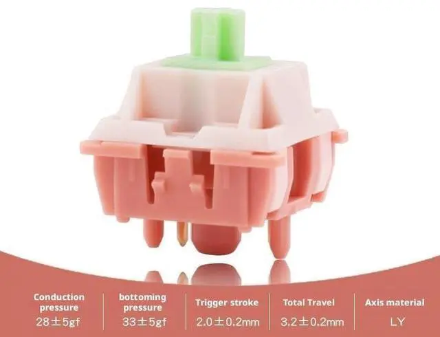 Alt view image 2 of 5 - Linear Mechanical Keyboard Switches, 5-Pin Mount with 42±5gf Actuation Force, 3.2mm Travel, 20mm Extended Spring, Smooth Typing Feel(28G,90PCS)