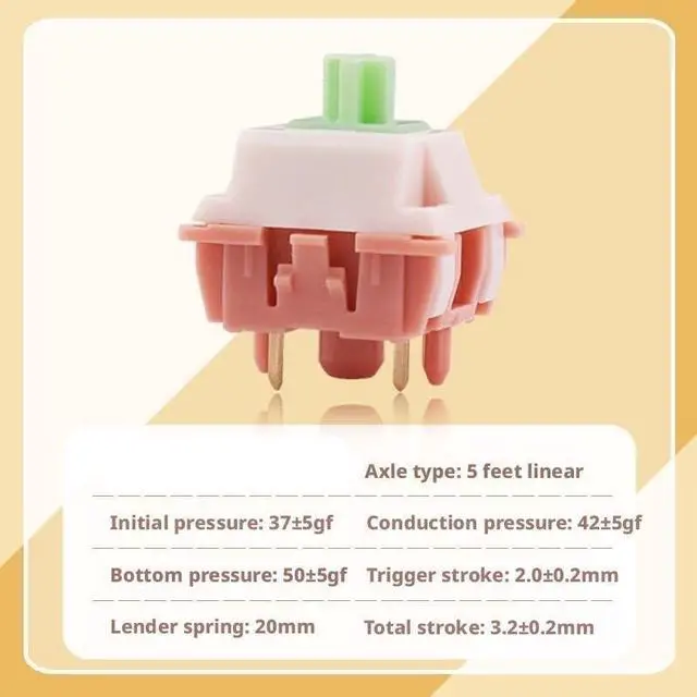 Alt view image 3 of 5 - Linear Mechanical Keyboard Switches, 5-Pin Mount with 42±5gf Actuation Force, 3.2mm Travel, 20mm Extended Spring, Smooth Typing Feel(28G,90PCS)