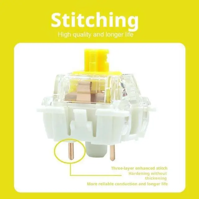 Alt view image 3 of 5 - Linear Mechanical Keyboard Switches, Transparent Housing with Yellow Stem, 3-Pin/5-Pin Hot-Swap Compatible Silent Switches(90pcs)