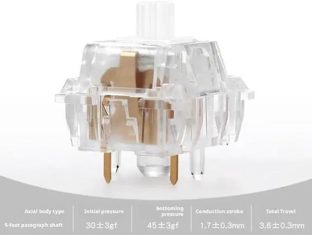 Alt view image 2 of 5 - Linear Mechanical Keyboard Switch 5-Pin ICY Transparent POM Stem, 45gf Actuation Force, 3.6mm Travel, Factory Lubed for Gaming Typing  60M Clicks(70PCS)