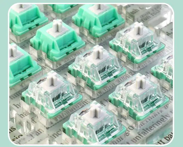 Alt view image 5 of 5 - Linear Mechanical Keyboard Switch 45gf Actuation Force, 5-Pin MX-Compatible, Transparent Top Green Base, for Typing & Gaming(53g,70PCS)