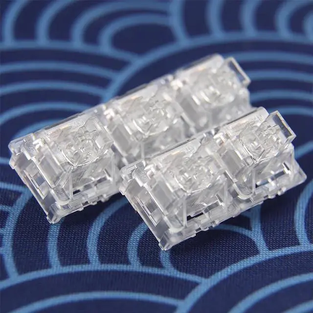 Alt view image 4 of 5 - Linear Mechanical Keyboard Switches, Transparent Top with Gold Contacts, Silent Smooth 3-Pin Hot-Swap Compatible Switches(A,90PCS)