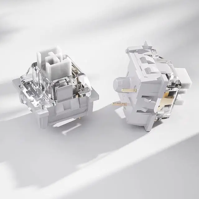 Alt view image 5 of 5 - Linear Mechanical Keyboard Switches, Transparent Top with Gold Contacts, Silent Smooth 3-Pin Hot-Swap Compatible Switches(A,90PCS)