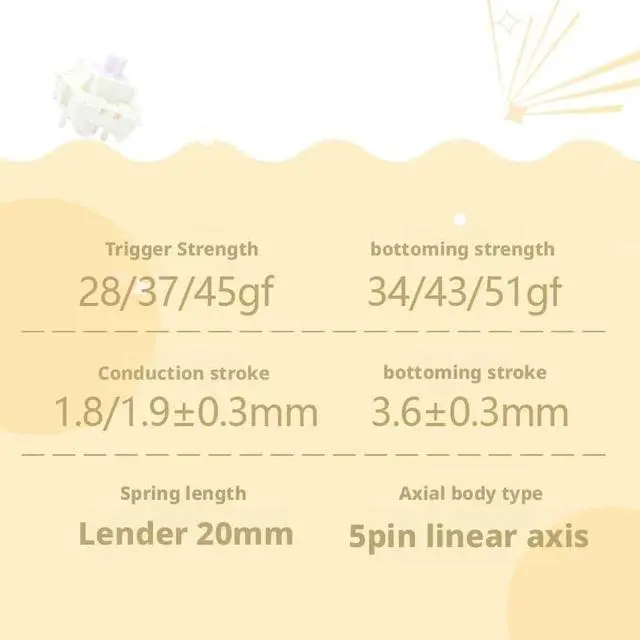 Alt view image 2 of 5 - Linear Mechanical Keyboard Switches, 5-Pin Design with 28/37/45gf Actuation Force, 20mm Extended Spring, Smooth Travel Typing Feel(45G,70PCS)