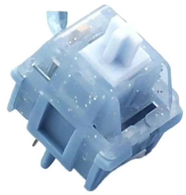 Main image of Linear Mechanical Keyboard Switches, 5-Pin Glitter Top Housing with 32/40gf Actuation, 20mm Spring, Transparent Blue for RGB Effects(32g,70PCS)