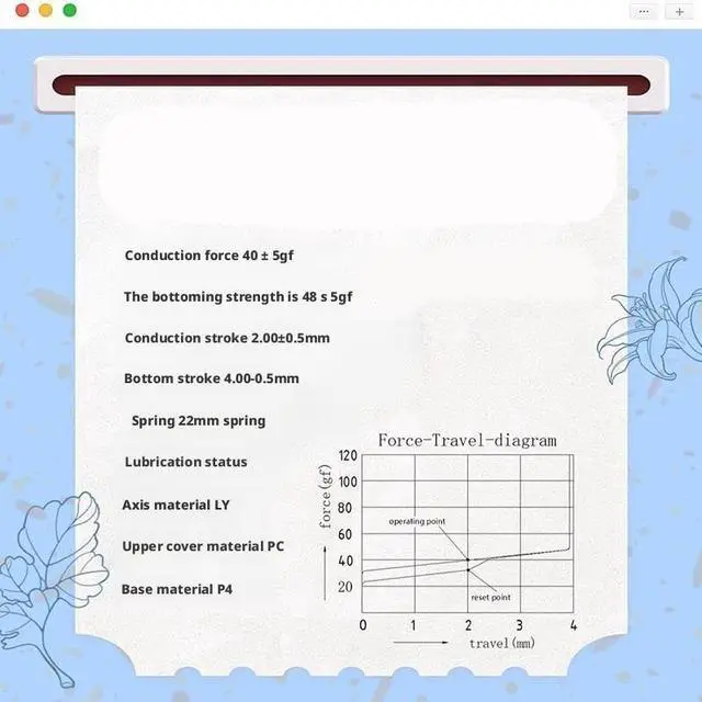 Alt view image 5 of 5 - Linear Mechanical Keyboard Switches, 5-Pin Glitter Top Housing with 32/40gf Actuation, 20mm Spring, Transparent Blue for RGB Effects(40g,30PCS)