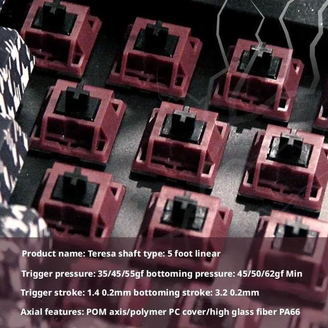 Alt view image 2 of 4 - 5-Pin Linear Switch  35/45/55gf Actuation, POM Stem, PA66 Housing, 3.2mm Travel(45G,70PCS)