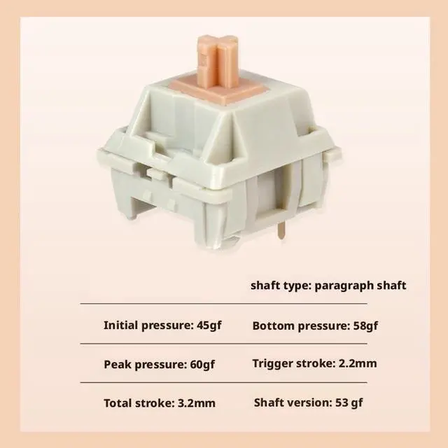 Alt view image 3 of 5 - Tactile Mechanical Switches with 2.2mm Actuation, 3.2mm Total Travel, 45gf Initial Force, POM Extended Stem, MX-Compatible Hot-Swap Design(45g,110pcs)