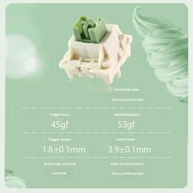 Alt view image 3 of 5 - Linear Mechanical Keyboard Switches, 5-Pin Hot-Swap, 45gf Actuation, Full POM Housing, Factory Pre-Lubed, Smooth 3.9mm Travel(110PCS)