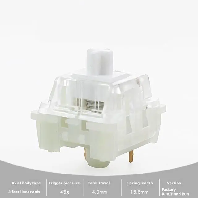 Alt view image 3 of 6 - Linear Mechanical Switch 5-Pin, 45g Actuation, Transparent Top & Milky Base, 4.0mm Travel, Self-Lubricating POM Stem(110PCS)