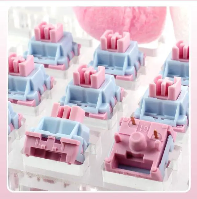 Alt view image 5 of 5 - Pink Mist Linear Mechanical Switches, 5-Pin Design with 30±5gf Actuation, 1.5mm Pre-Travel, 22mm Spring, 70M Keystroke Lifespan(110PCS)