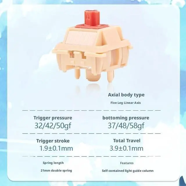 Alt view image 3 of 5 - Linear Mechanical Switches, 5-Pin RGB Switch with 32/42/50gf Actuation, Built-in Light Guide, Dual-Stage Spring(42G,90PCS)