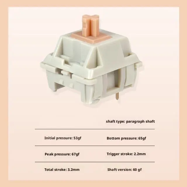 Alt view image 3 of 5 - Tactile Mechanical Switches with 2.2mm Actuation, 3.2mm Total Travel, 45gf Initial Force, POM Extended Stem, MX-Compatible Hot-Swap Design(53g,30pcs)