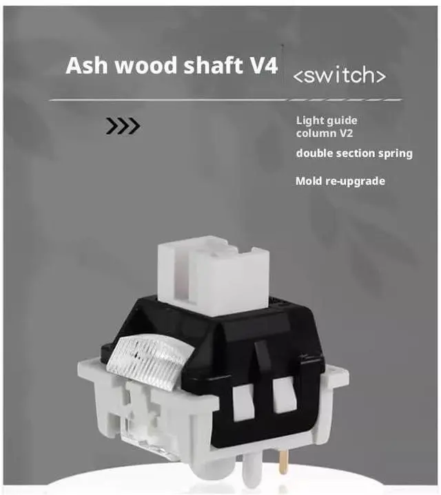 Alt view image 2 of 6 - Greywood V4 Linear Mechanical Switch, 5-Pin, 50±3gf Actuation, 3.6mm Travel, POM Stem for RGB Keyboard Builds(90PCS)