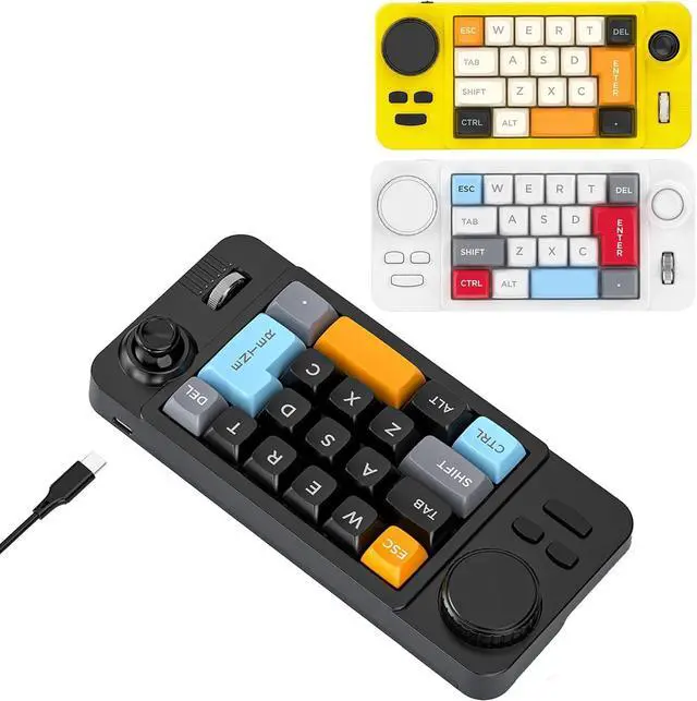 Alt view image 2 of 7 - Ldabrye 19 Color Gaming Keyboard Programmable Joystick Double Macroed Wheel Hot Swappable Switches Space Saving Mechanical Macroed Keyboard With Color Effects