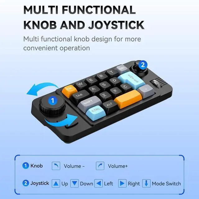Alt view image 5 of 7 - Ldabrye 19 Color Gaming Keyboard Programmable Joystick Double Macroed Wheel Hot Swappable Switches Space Saving Mechanical Macroed Keyboard With Color Effects