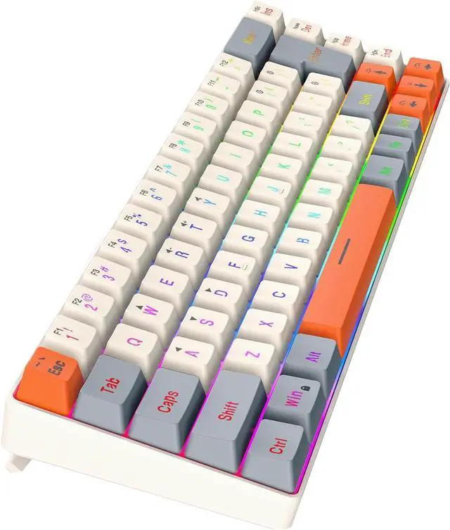 Alt view image 3 of 7 - baojielai ARGB Backlits Gaming Keyboard 68Keys, Ergonomic USB Wire Keyboard with Detachable USB C Cable for PC Users