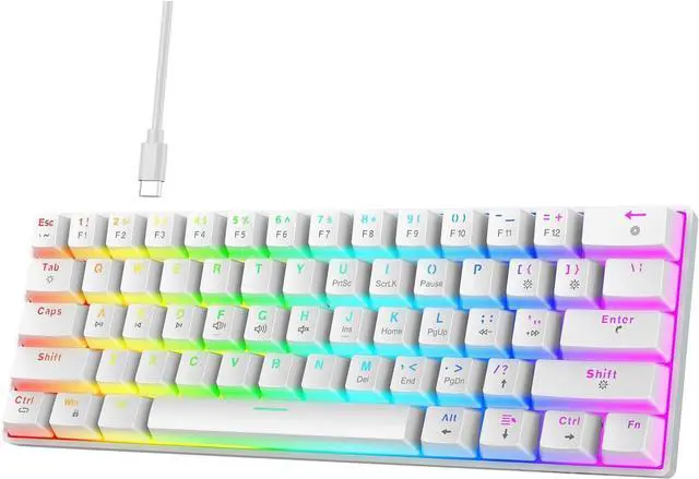 Alt view image 6 of 7 - jiingekk V900 61 Key Small Keyboard For Gamers And Typists With Customizable Color Lighting Two-color Keycaps