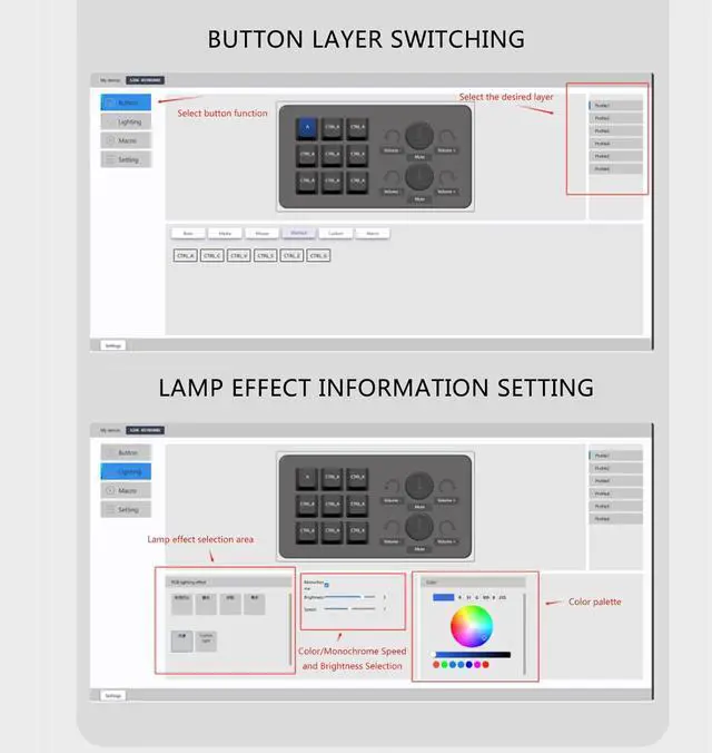 Alt view image 5 of 5 - Customizable Macro Keypad with Double Knob, 15Key Mechanical Gaming Keyboards, Programmable Keypad