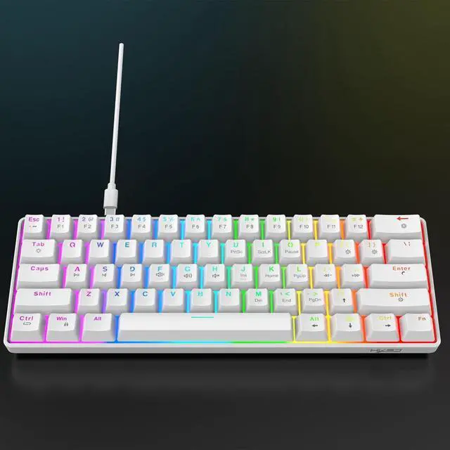 Alt view image 4 of 7 - V900 61 Keys for Gamers and Typists with Customizable Color Lighting Small Keyboard 2 Color Key Cap Mechanical Keyboard