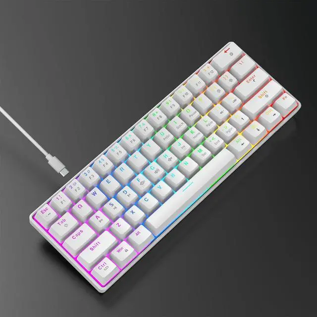 Alt view image 4 of 7 - DIEKE V900 Mechanical Gaming Keyboard 61Keys With Color Backlight And Hot Swappable Switches Small Keypad