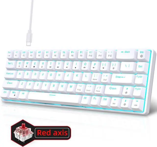 Alt view image 3 of 7 - 68Keys Mechanical Keyboard Double Shot Hot-Swappable Clicky Switches with Backlights Option USB C Data Cable