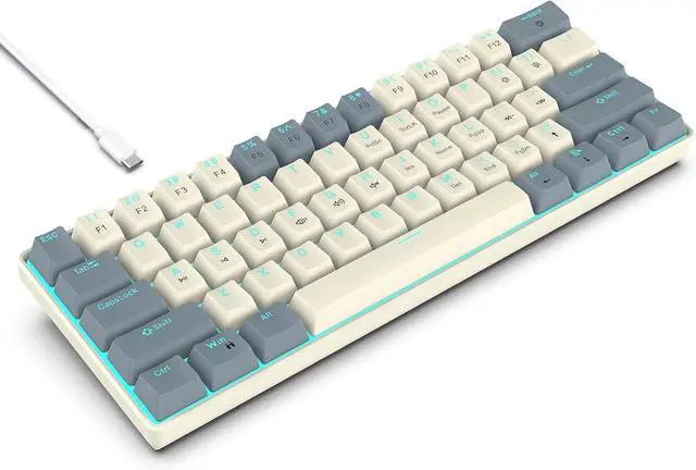 Alt view image 5 of 7 - PLCPDM Portable 61 Key Mechanical Keyboards with Swappable Switches and Ice Blue Lighting Keyboards