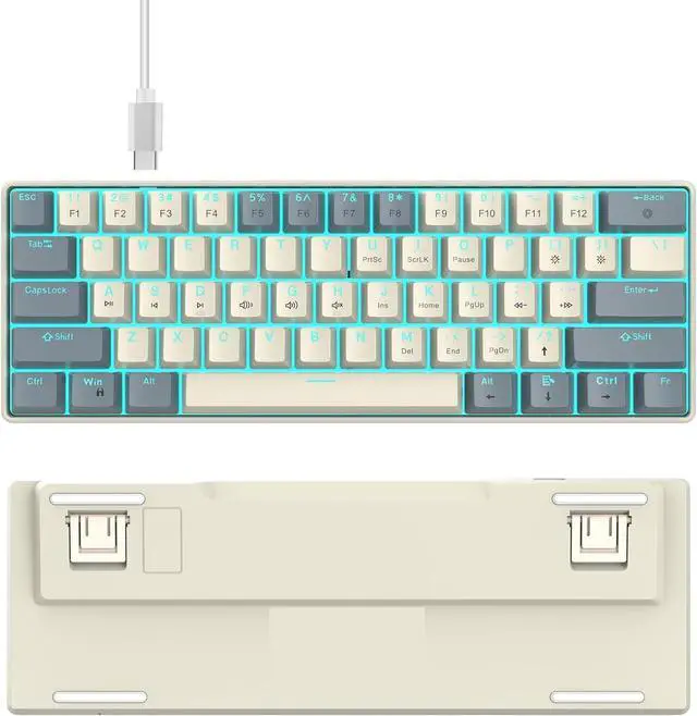 Alt view image 3 of 7 - PLCPDM Portable 61 Key Mechanical Keyboards with Swappable Switches and Ice Blue Lighting Keyboards