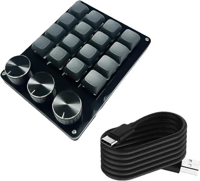 Alt view image 7 of 7 - Programmable 16Key Macro Keypad with 3Customs Knobs Hot Swappable Mechanical Switches for Gaming Efficient Programming Programmable Macro Keyboards