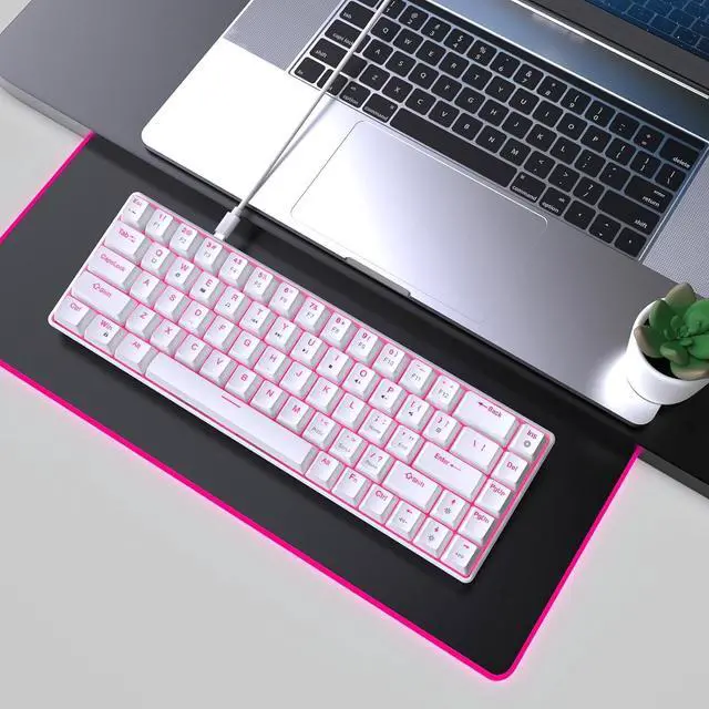 Alt view image 2 of 7 - 60 Percent Mechanical Keyboard Two Color Injections with Backlits 68Key Layout Tactiled Switches USB Small Keypad